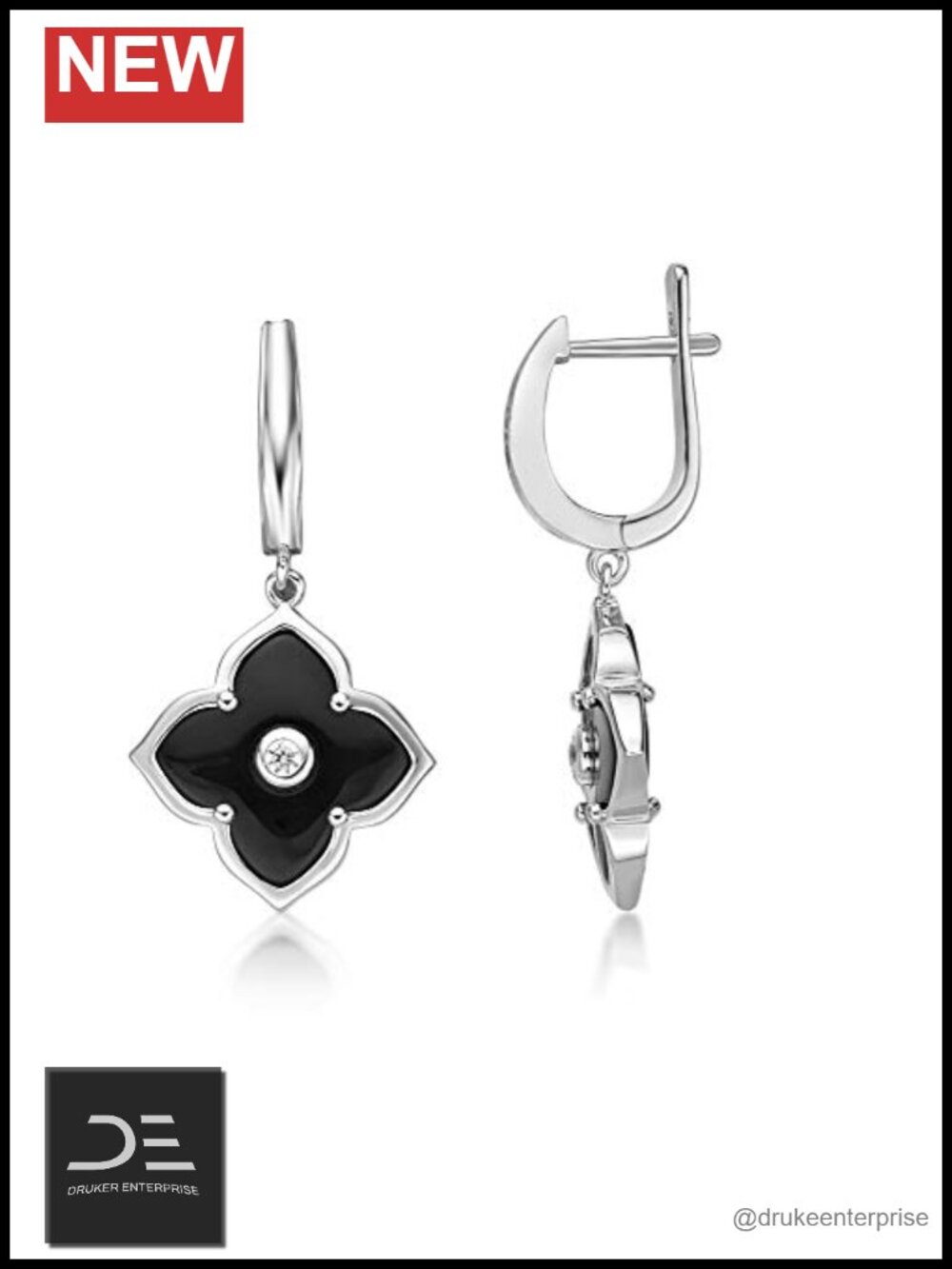 Gemstone Flower Dangle Earrings 925 Sterling Silver or Gold Plated